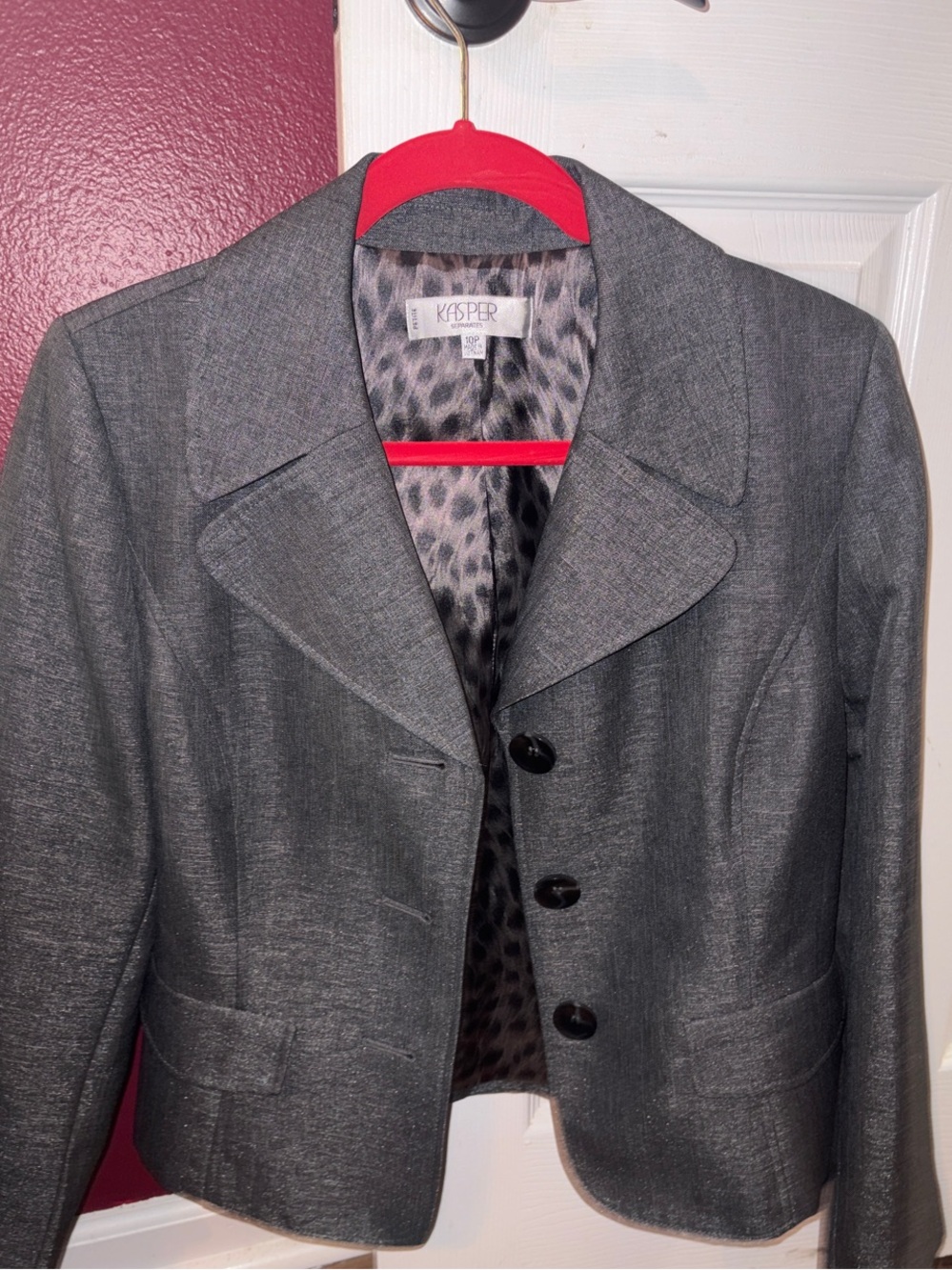 Kasper Women's Charcoal Gray Cropped Tailored Blazer